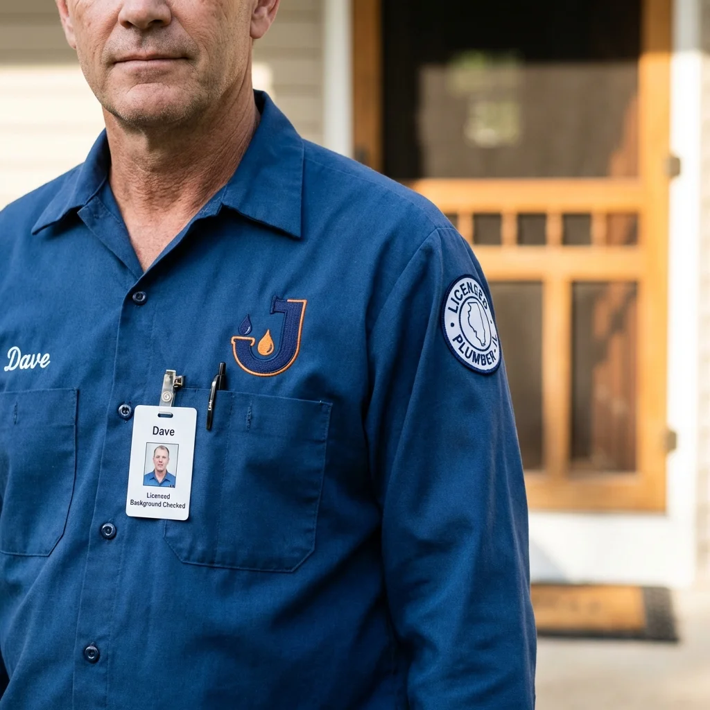 Licensed plumber showing ID badge in Liberty Lake, WA