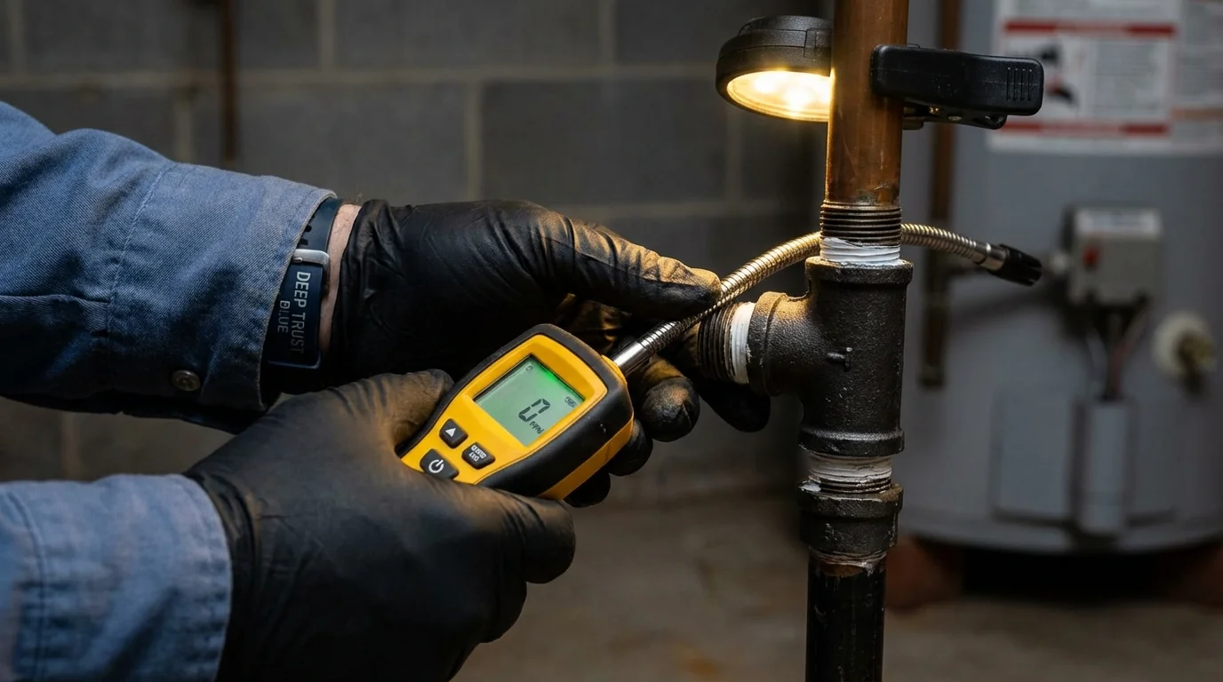Gas leak detection with electronic sniffer by Johns Plumbing LLC in Liberty Lake