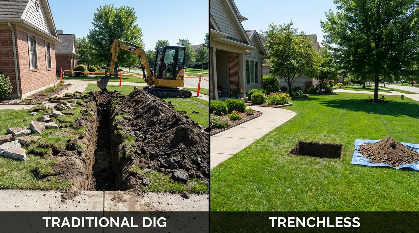 Trenchless sewer repair with minimal yard damage versus traditional excavation in Liberty Lake, WA